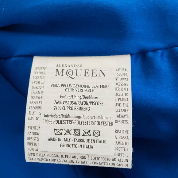 ALEXANDER MCQUEEN COBALT NUBUCK LEATHER MOTO JACKET - SIZE 40 IT - PRISTINE - Picture 8 of 13